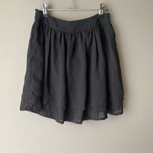H&M Size 4 Black Mini Skirt Layered Chiffon Flowy Skater A-Line Casual Classic